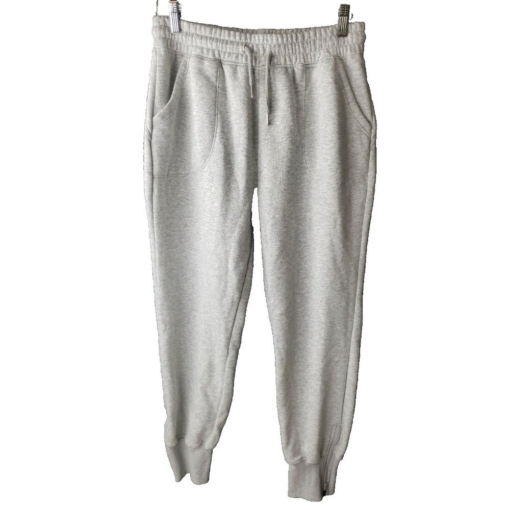 Kyoyo Yummy Jogger Pants Womens XL Heather Gray Fleece Zip Ankle Pockets Hi-Rise